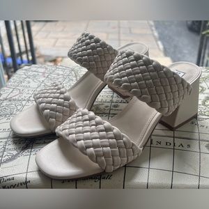 Steve Madden Daphnee Braided Block Heel Sandal Bone size 7